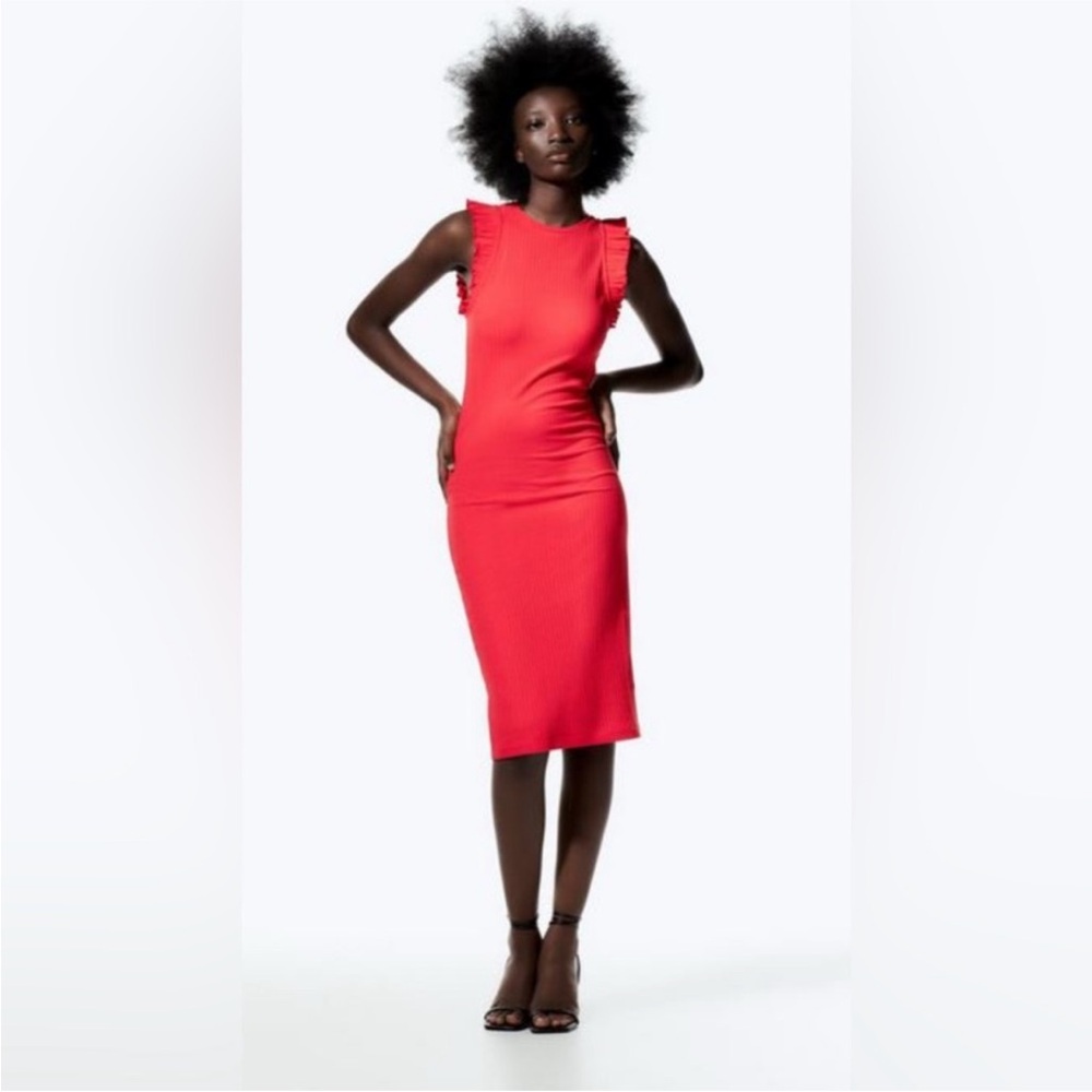 ⭐️3/$30⭐️ (bundle deal) ZARA bright red ribbed midi dress